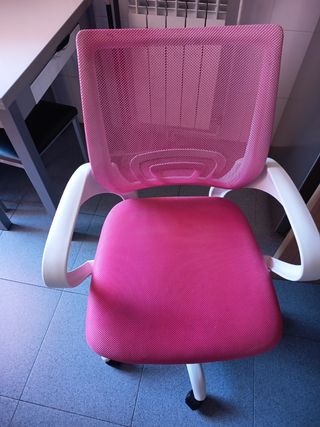 Silla oficina rosa y blanca
