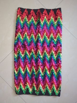 Falda lentejuelas multicolor, ajustada, elástica