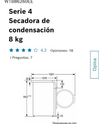 Secadora Bosch condensación Serie 4 - 8kg