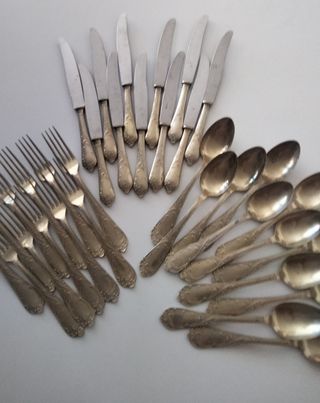 Servizio posate 34pz alpacca vintage