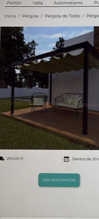 Pergola de Aluminio y toldo