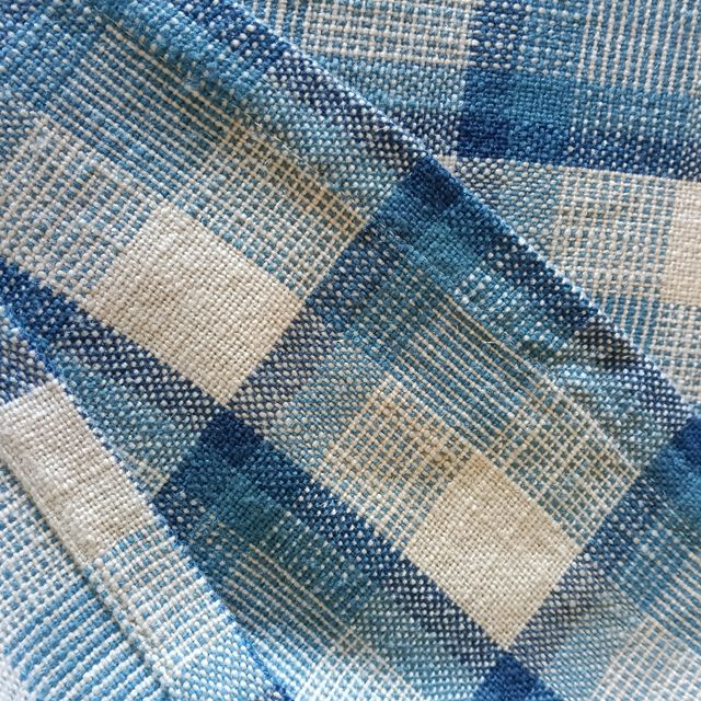 Copriletto singolo cotone-lino blu e bianco