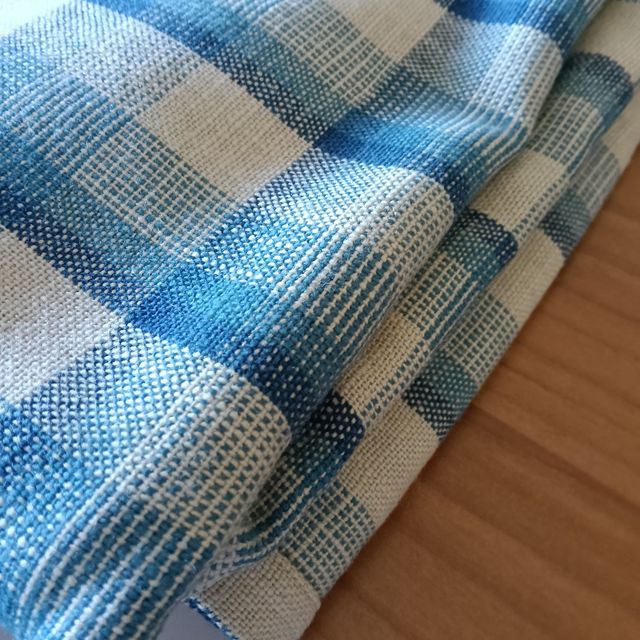 Copriletto singolo cotone-lino blu e bianco