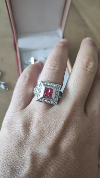 Conjunto bisutería rojo y plata