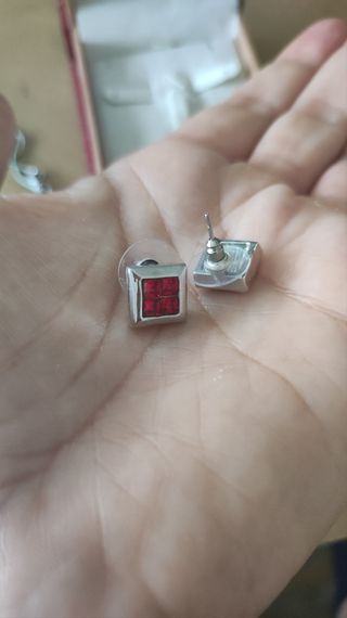 Conjunto bisutería rojo y plata