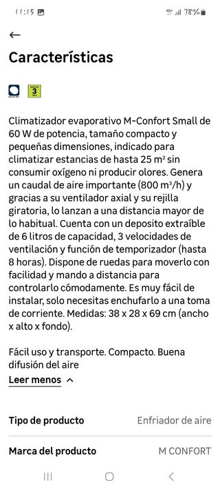 Climatizador evaporativo M-Confort Small