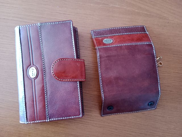 Conjunto cartera y porta llaves piel billetera