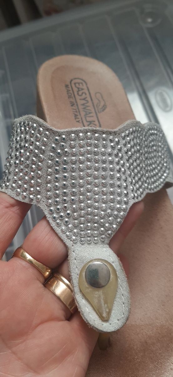 Infradito Easywalk 36 pelle bianco argento