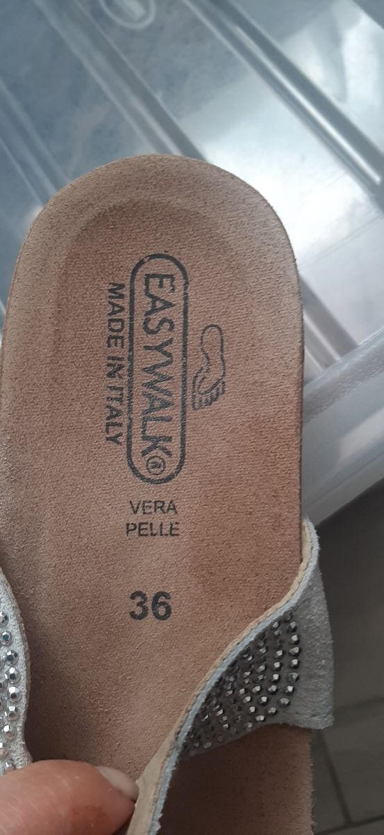 Infradito Easywalk 36 pelle bianco argento