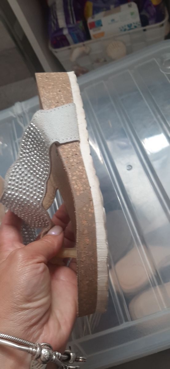 Infradito Easywalk 36 pelle bianco argento