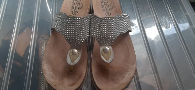 Infradito Easywalk 36 pelle bianco argento