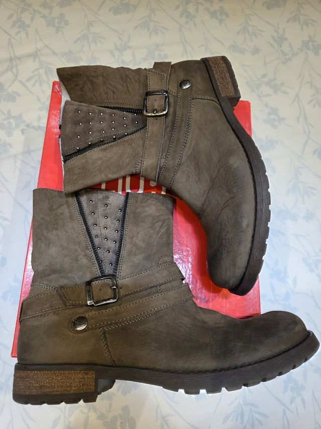 Botines Marrón Piel - Mujer