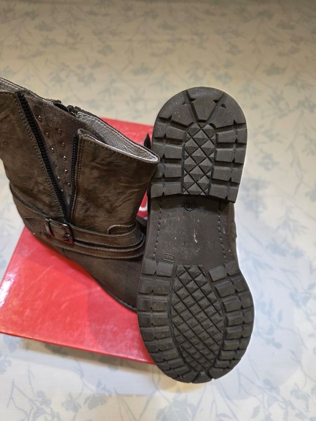 Botines Marrón Piel - Mujer