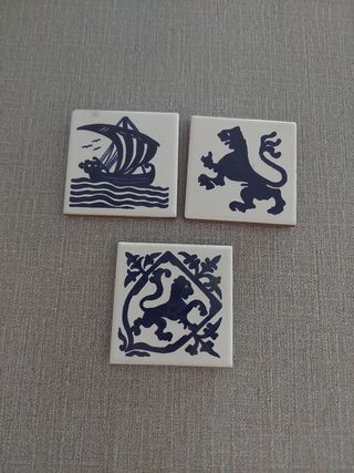 3 Azulejos Cerámica Estilo Delft