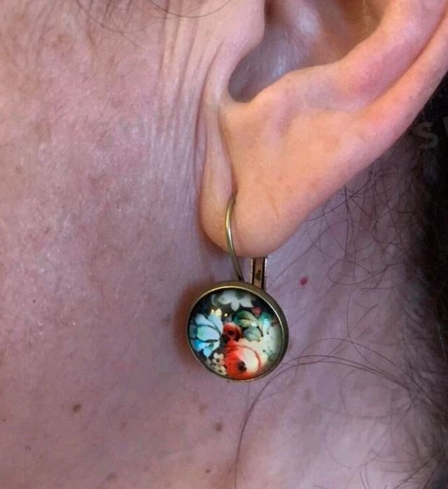 Pendientes rojos florales vintage