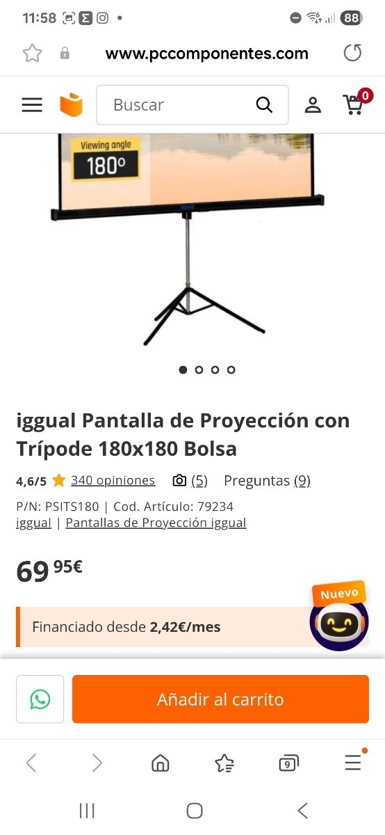 Pantalla con trípode