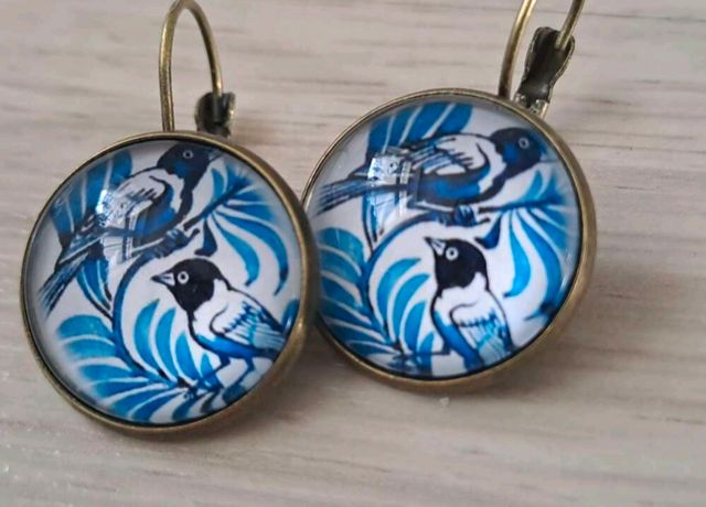 Pendientes pájaros azules - sin usar