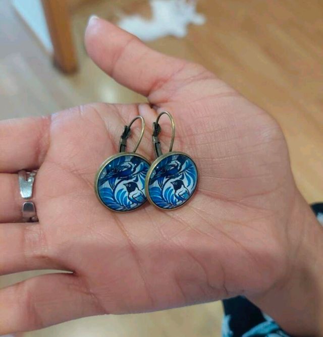 Pendientes pájaros azules - sin usar