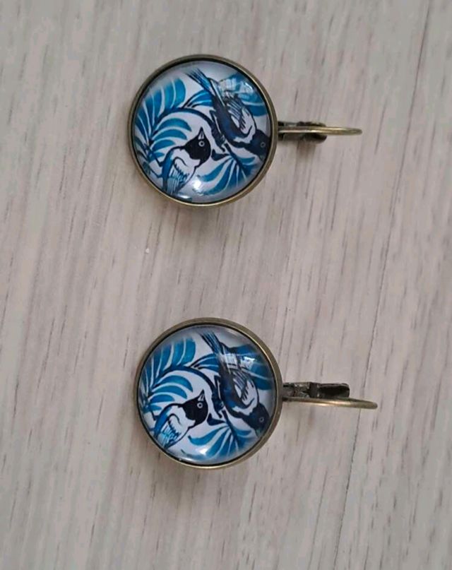 Pendientes pájaros azules - sin usar