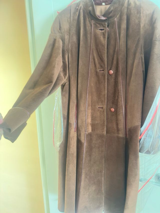 Abrigo ante marrón corte clasisco usado 3 veceS