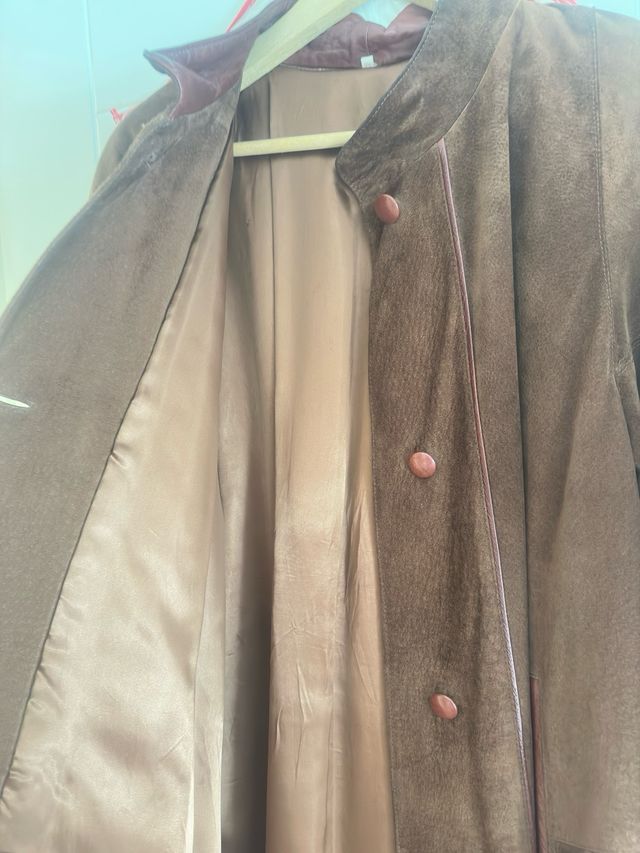 Abrigo ante marrón corte clasisco usado 3 veceS