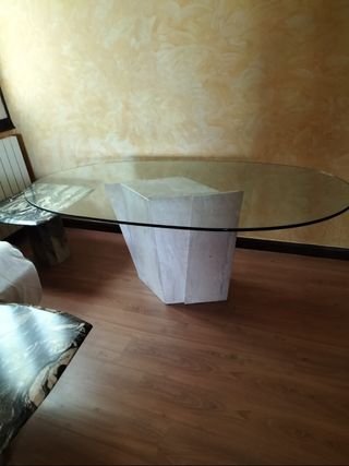 Mesa ovalada cristal mármol