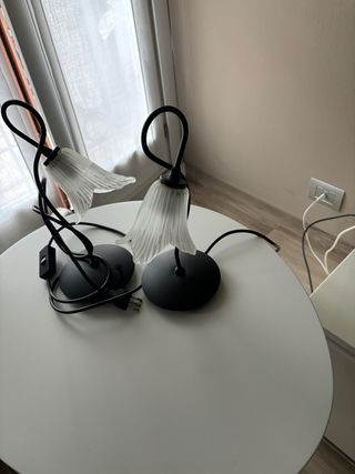 2 abat-jour ferro battuto vetro