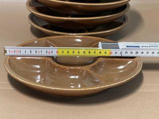 6 Piatti Fonduta Marrone Ceramica