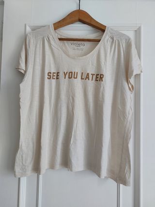 Camiseta Violeta by Mango - Beige