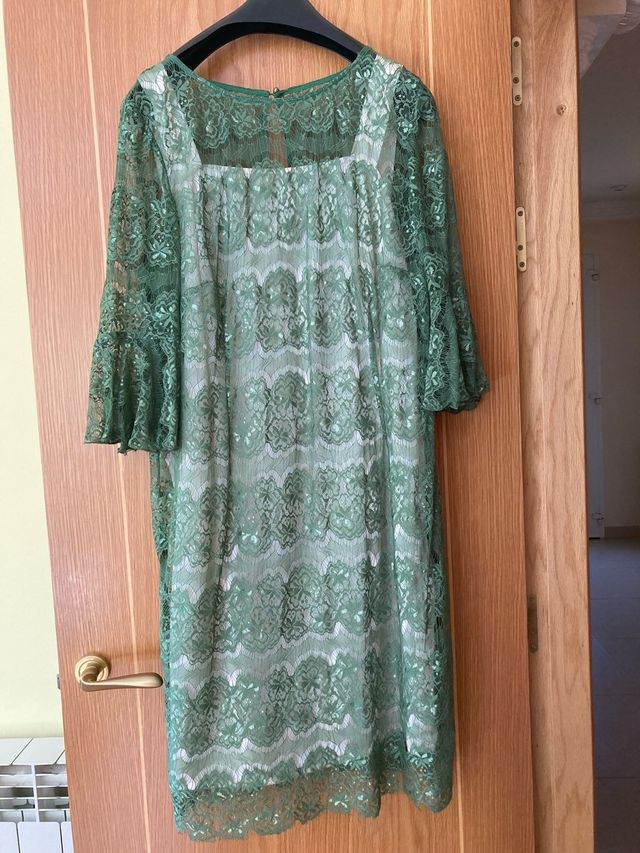 Vestido encaje verde mujer