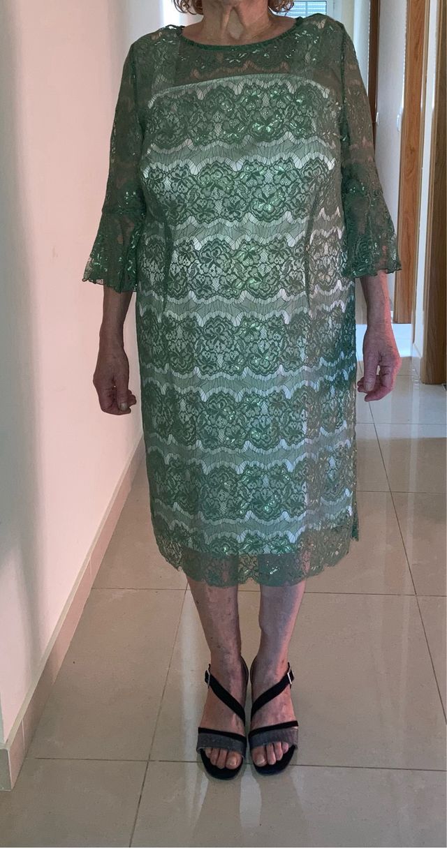 Vestido encaje verde mujer