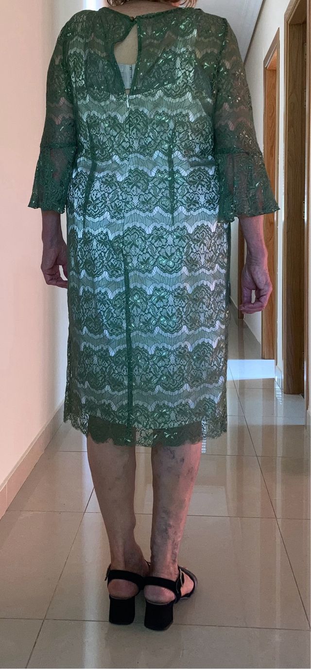 Vestido encaje verde mujer
