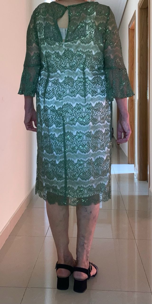 Vestido encaje verde mujer