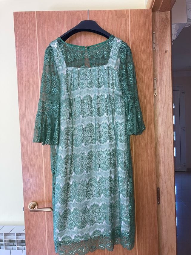 Vestido encaje verde mujer