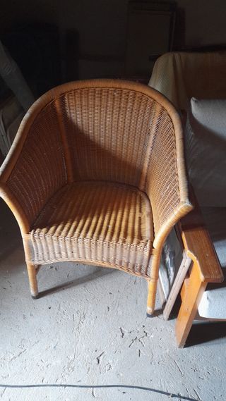 Sillón mimbre jardín - marrón