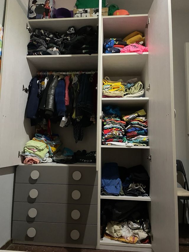 Armario ropero 3 puertas blanco-gris