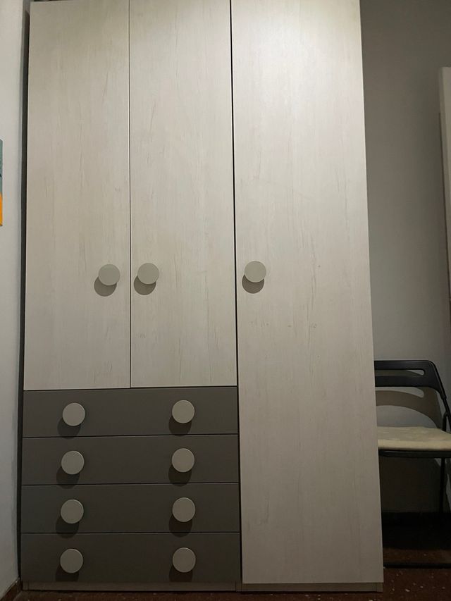 Armario ropero 3 puertas blanco-gris