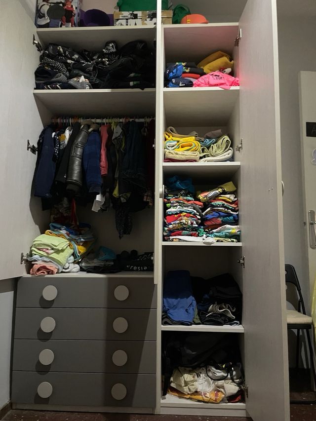 Armario ropero 3 puertas blanco-gris