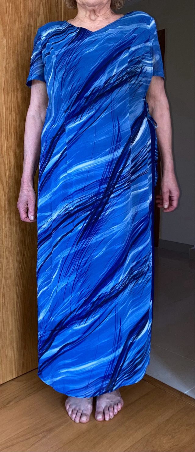Vestido largo azul estampado