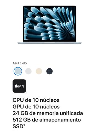 Macbook Air 13.6" M4 24/512Gb Precintado