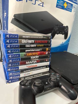 PS4 (PlayStation 4) 500GB + 11juegos en caja.