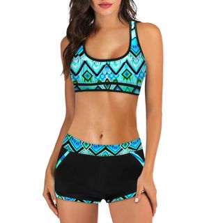 Bikini sportivo donna - blu e nero