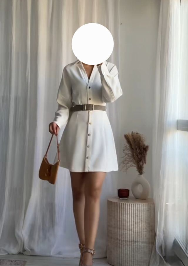 Vestido camisero beige