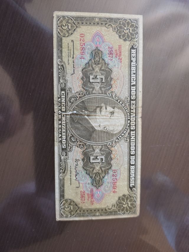 5 cruzeiros. Billete. República Brasil 1942