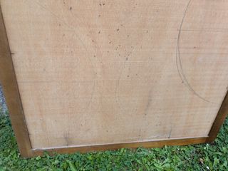 Espejo madera marrón , con cristal biselado.