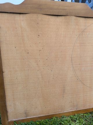 Espejo madera marrón , con cristal biselado.