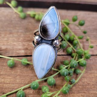 Anillo plata Duo Opalos azules