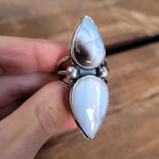 Anillo plata Duo Opalos azules