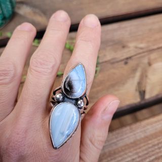 Anillo plata Duo Opalos azules