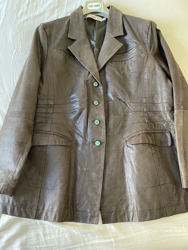 Chaqueta piel marrón DELUCA talla 48
